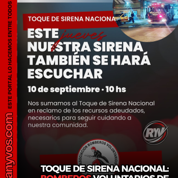 Bomberos Voluntarios de Roldán se suman al toque de sirena nacional por el reclamo de fondos